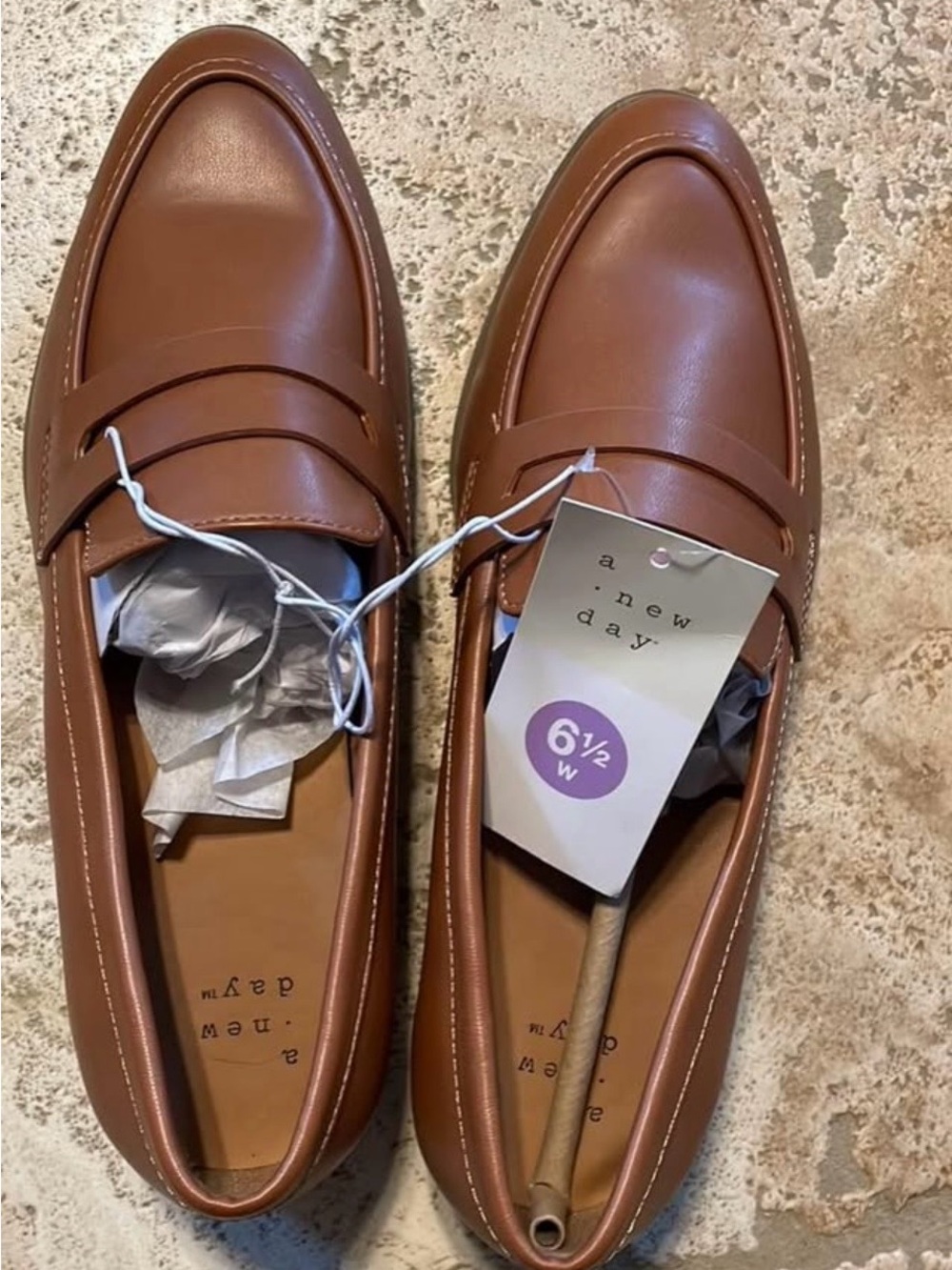 a new day Men’s Chestnut Brown Leather Penny Loafers